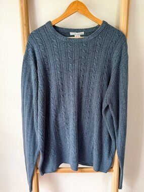 Geoffrey Beene Blue Cable Knit Sweater Men’s Size XXL Acrylic Crewneck